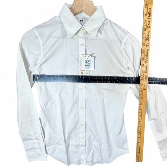 UNIQLO Lot 2 NEW UV Cut Stretch Broadcloth Long Sleeve Shirt White Work Women XS - Picture 9 of 11